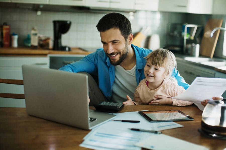 Father and daughter in the kitchen