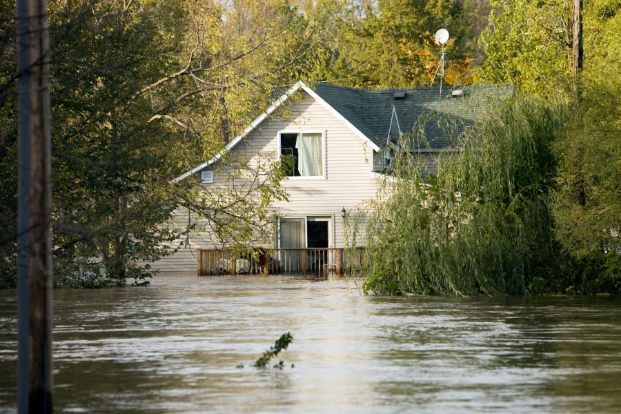 Flooded house after a severe rainstorm