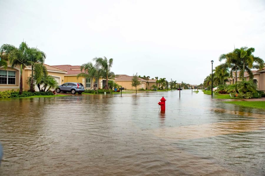 Flood damage to a residential area.