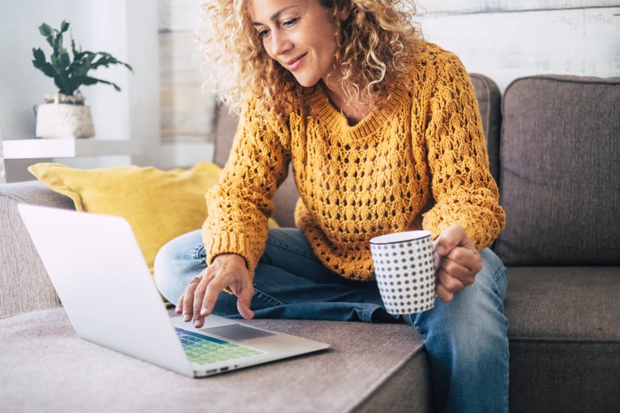 woman using laptop