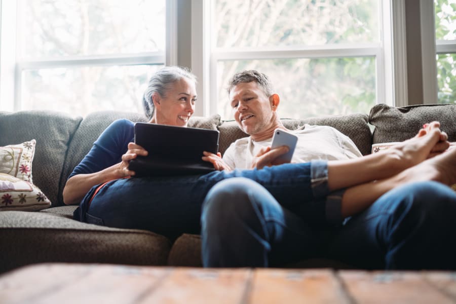 A couple in a living room