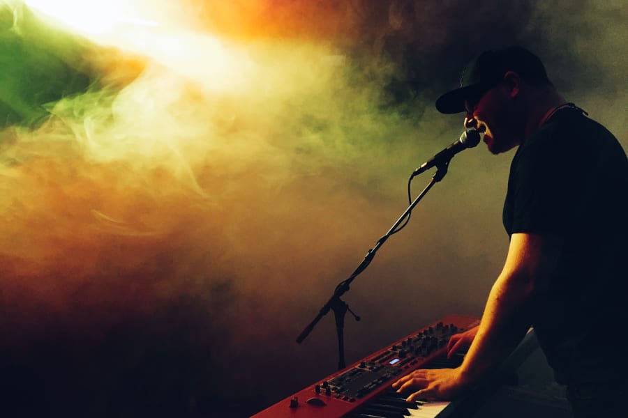 musician on keyboard