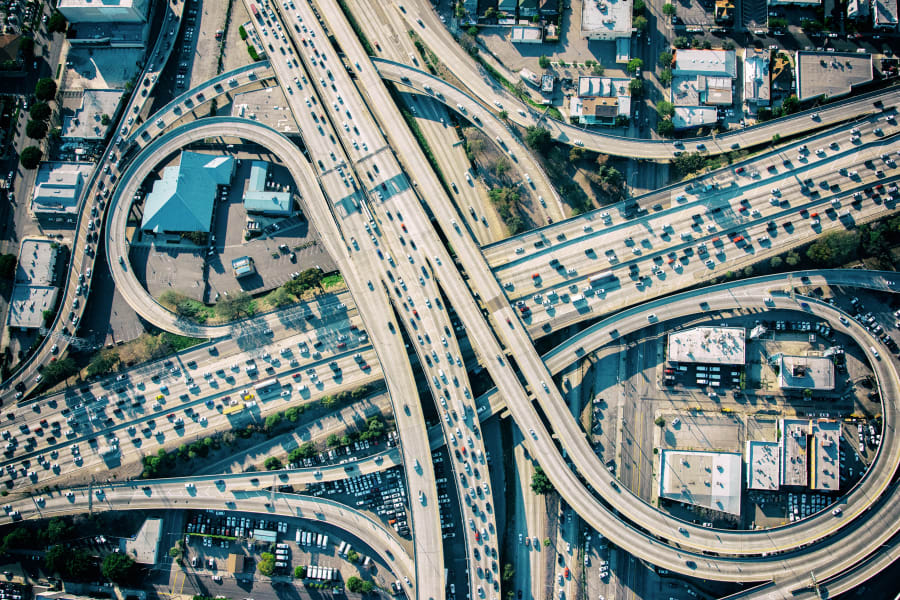 Los Angeles Freeway Interchange at Rush Hour