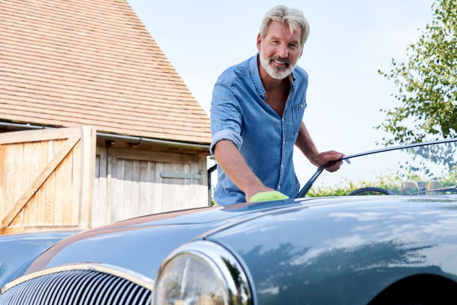 polishing sportscar