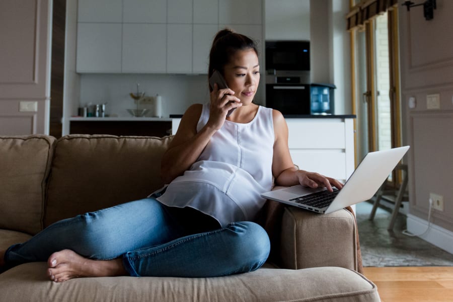 Pregnant woman at home