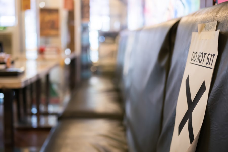 Social distancing at a restaurant.