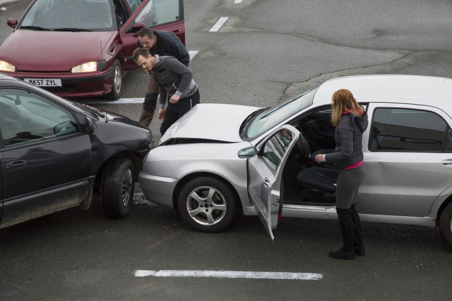 Two cars in a crash