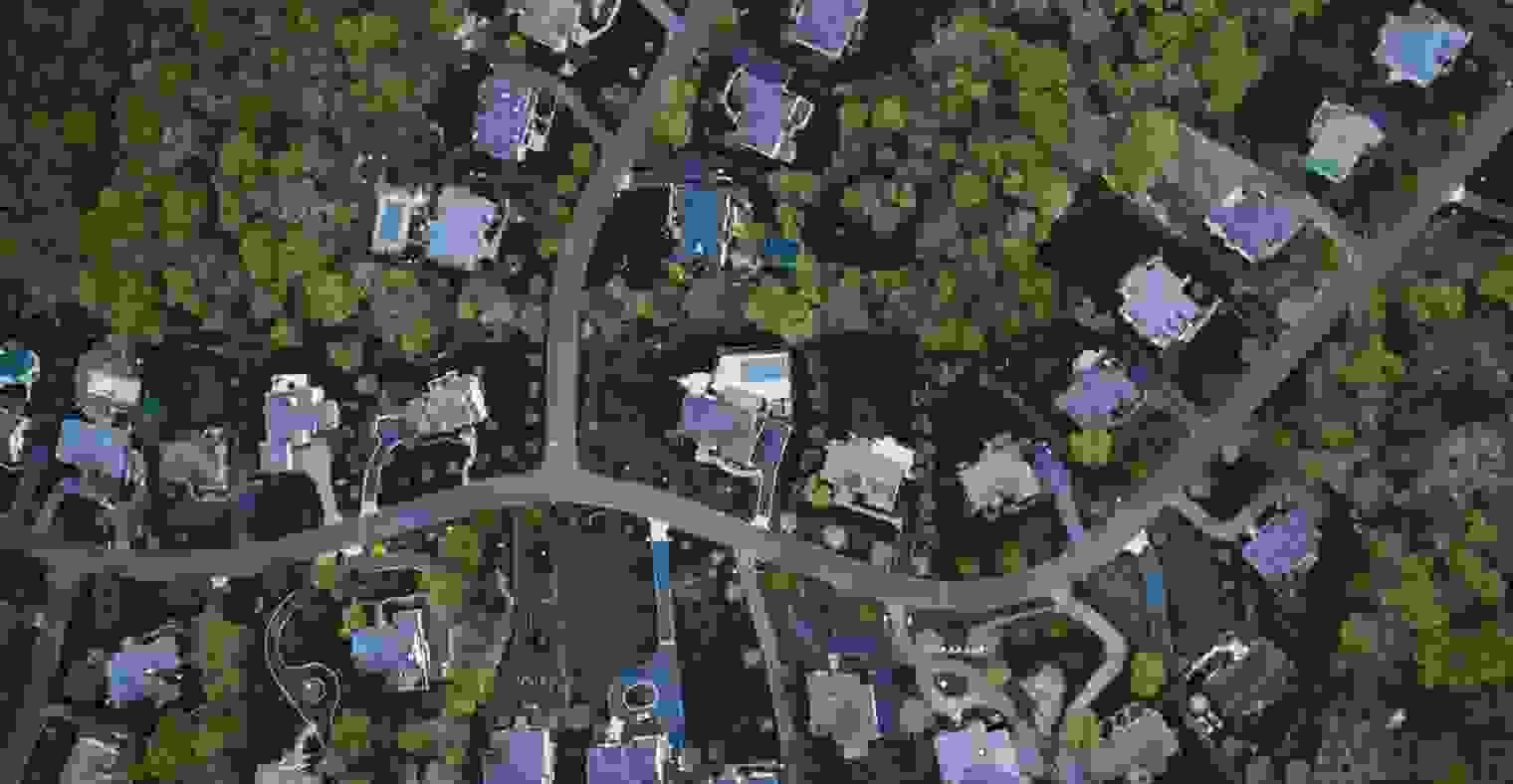 Aerial view of a suburb in NY