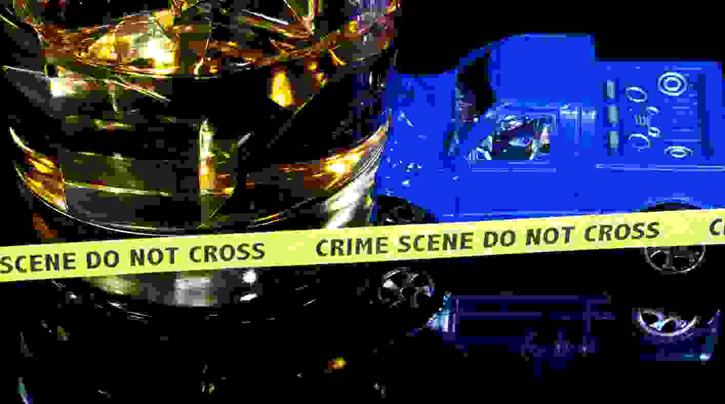 Truck crash with police tape