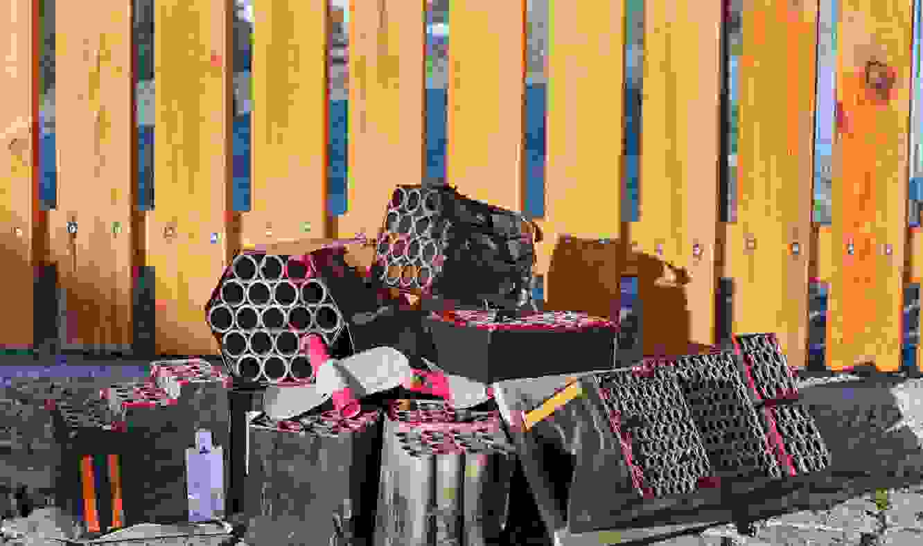 Empty fireworks batteries.