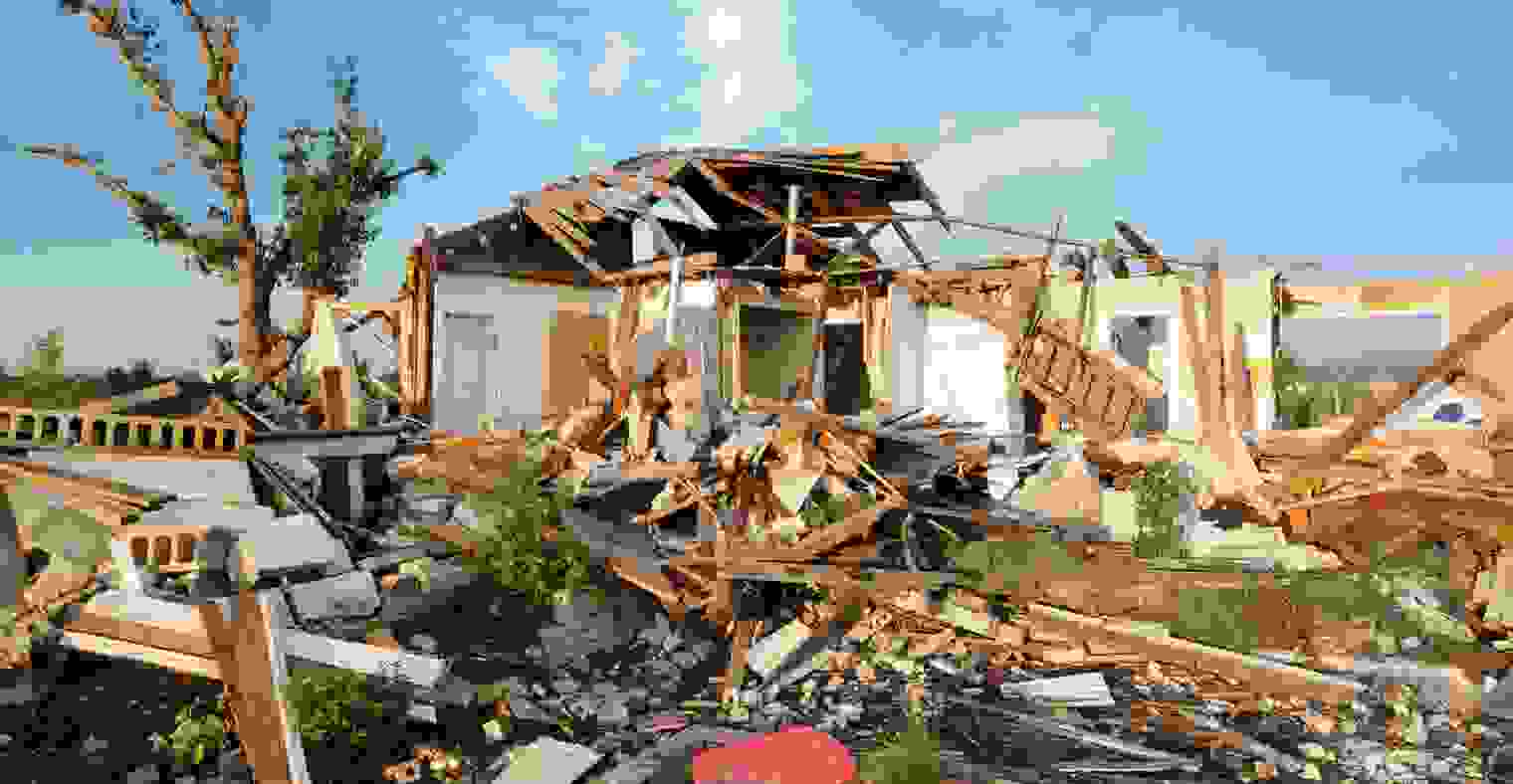 Home destroyed by a tornado.