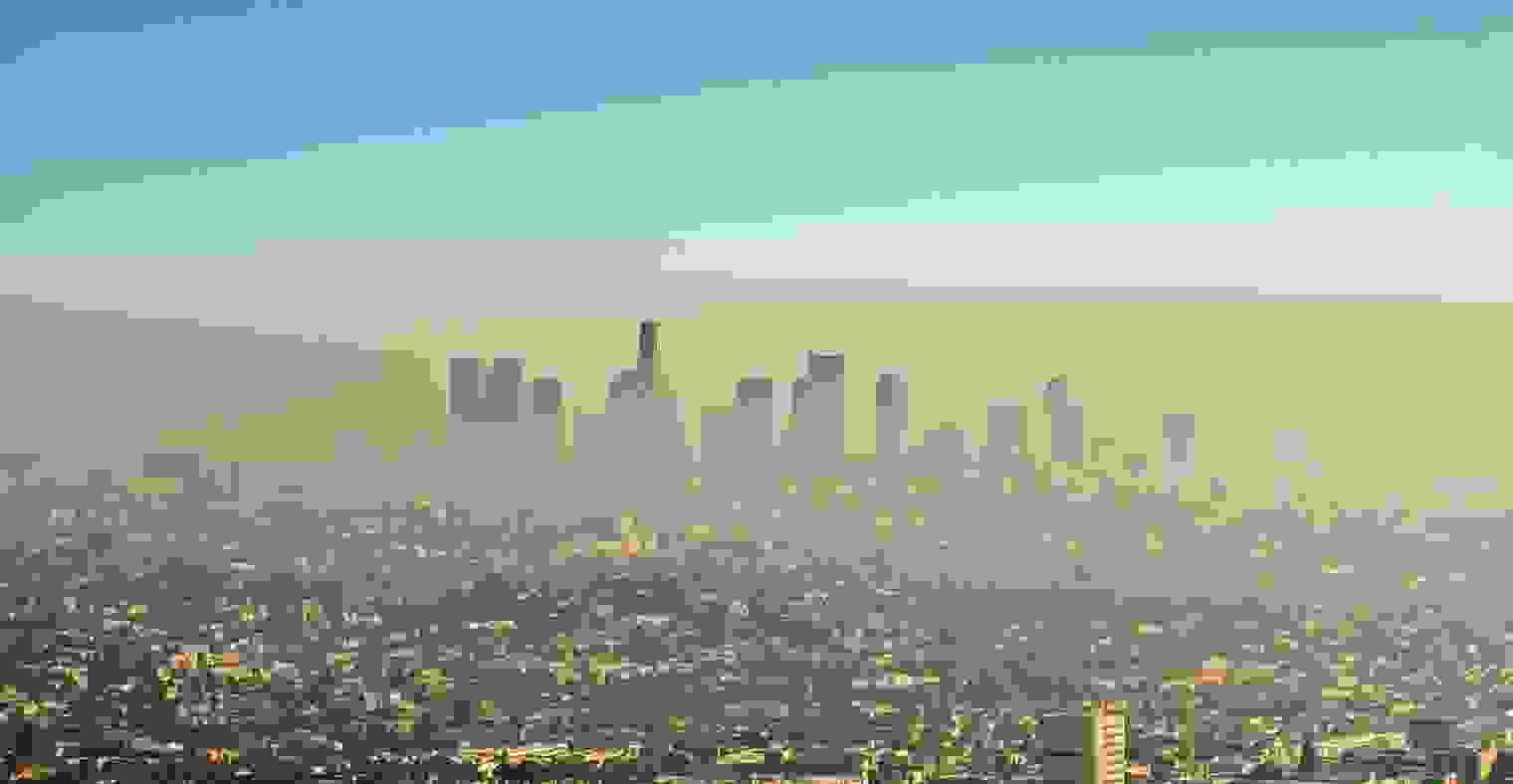 A layer or smog over a city.