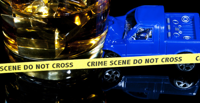 Truck crash with police tape