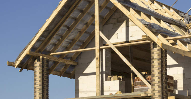 Roof work in progress on a home