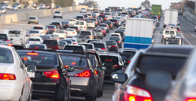 A traffic jam on the 5 freeway