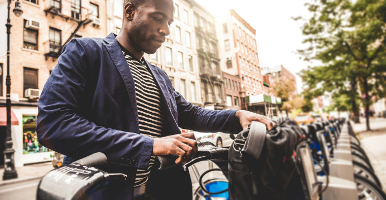 man using citi bike