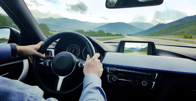 Man driving car