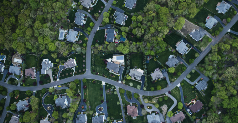 Aerial view of a suburb in NY
