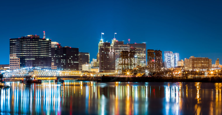 city in New Jersey at night