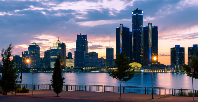 city skyline in Michigan