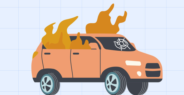 vandalized car