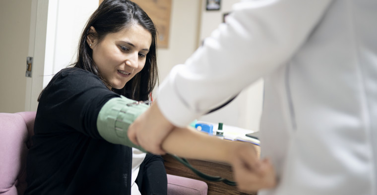 Blood pressure check.