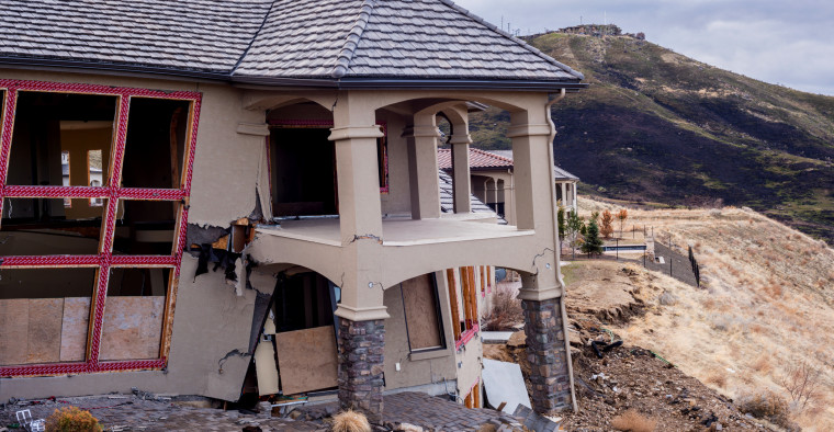 Building damaged by earthquake