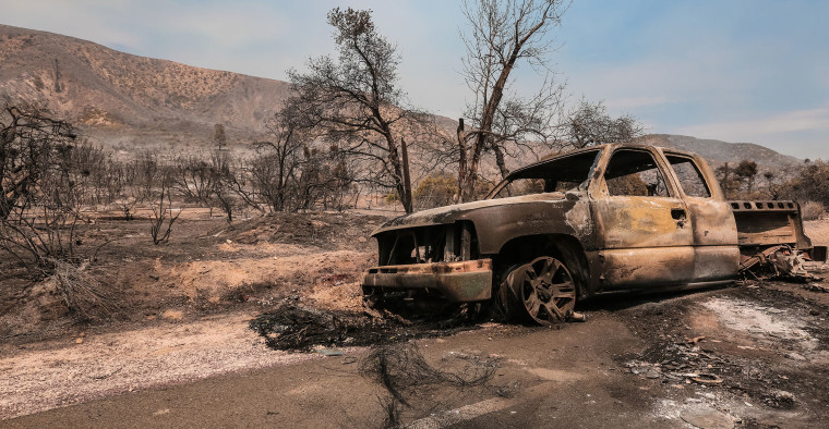 aftermath of wildfire in California