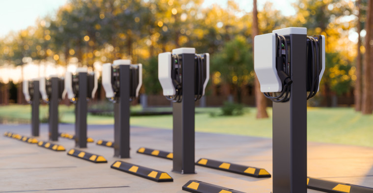 An electric car charging station.