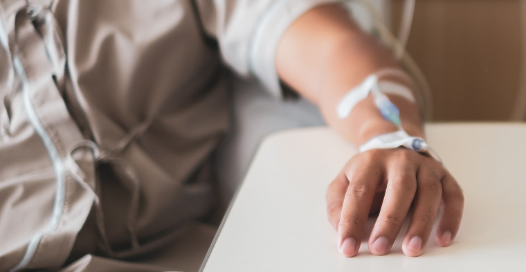 Patient receiving chemotherapy.