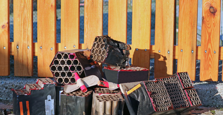 Empty fireworks batteries.