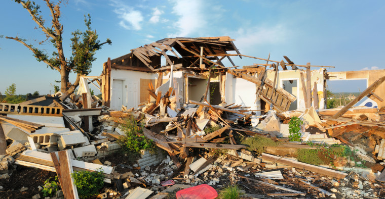 A house destroyed in a tornado