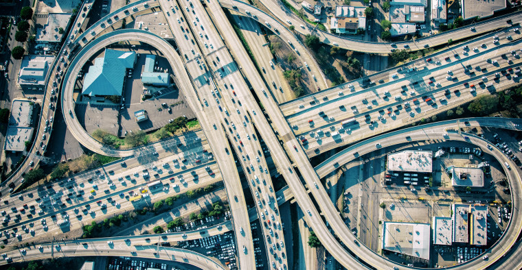 Los Angeles Freeway Interchange at Rush Hour