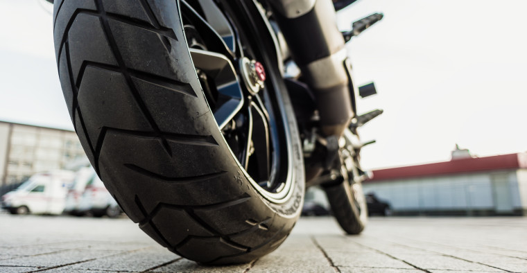 Rear view of a motorcycle wheel