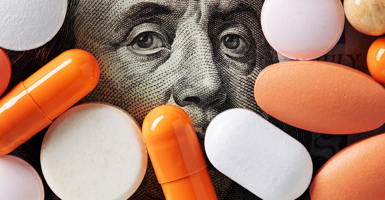 Prescription medicine and money.
