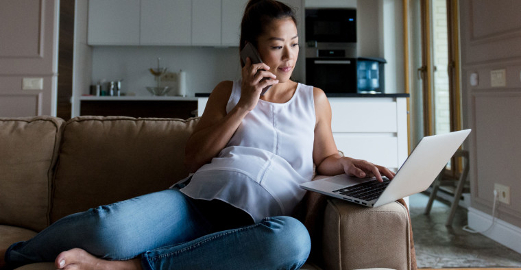 Pregnant woman at home