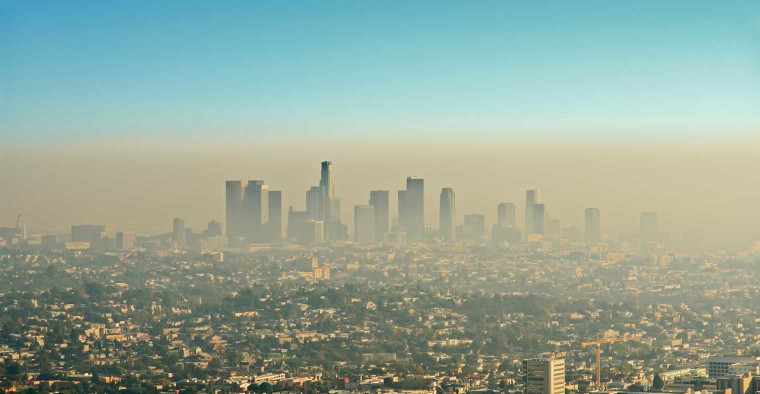 A layer or smog over a city.