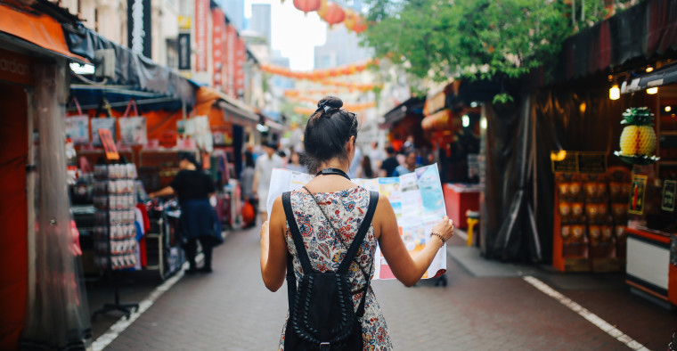 Expat looking at a map