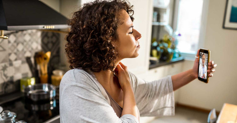 Woman on telehealth call