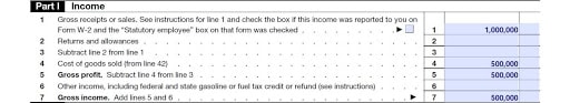 Income information required on the Schedule C form