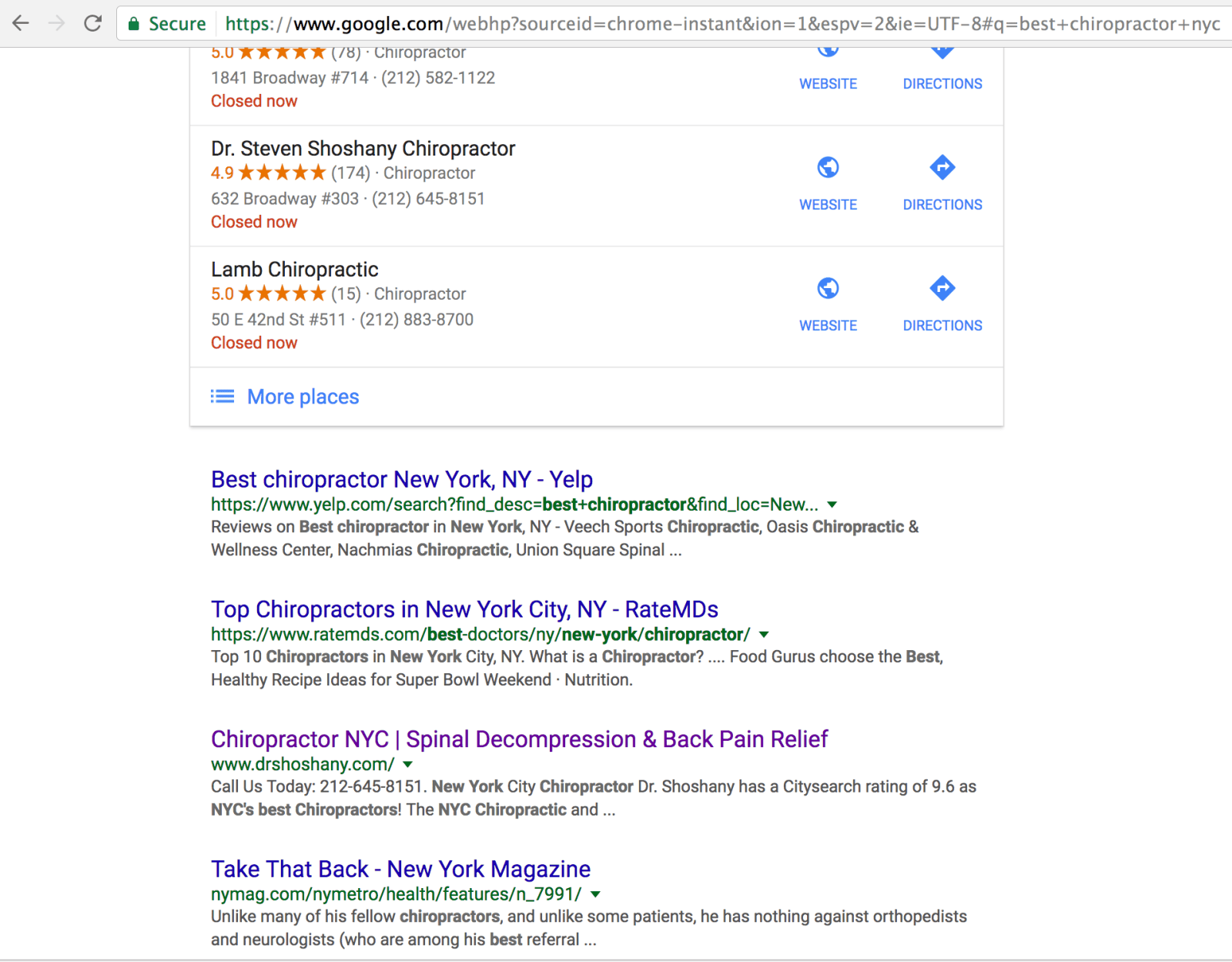 Google Search Results Page