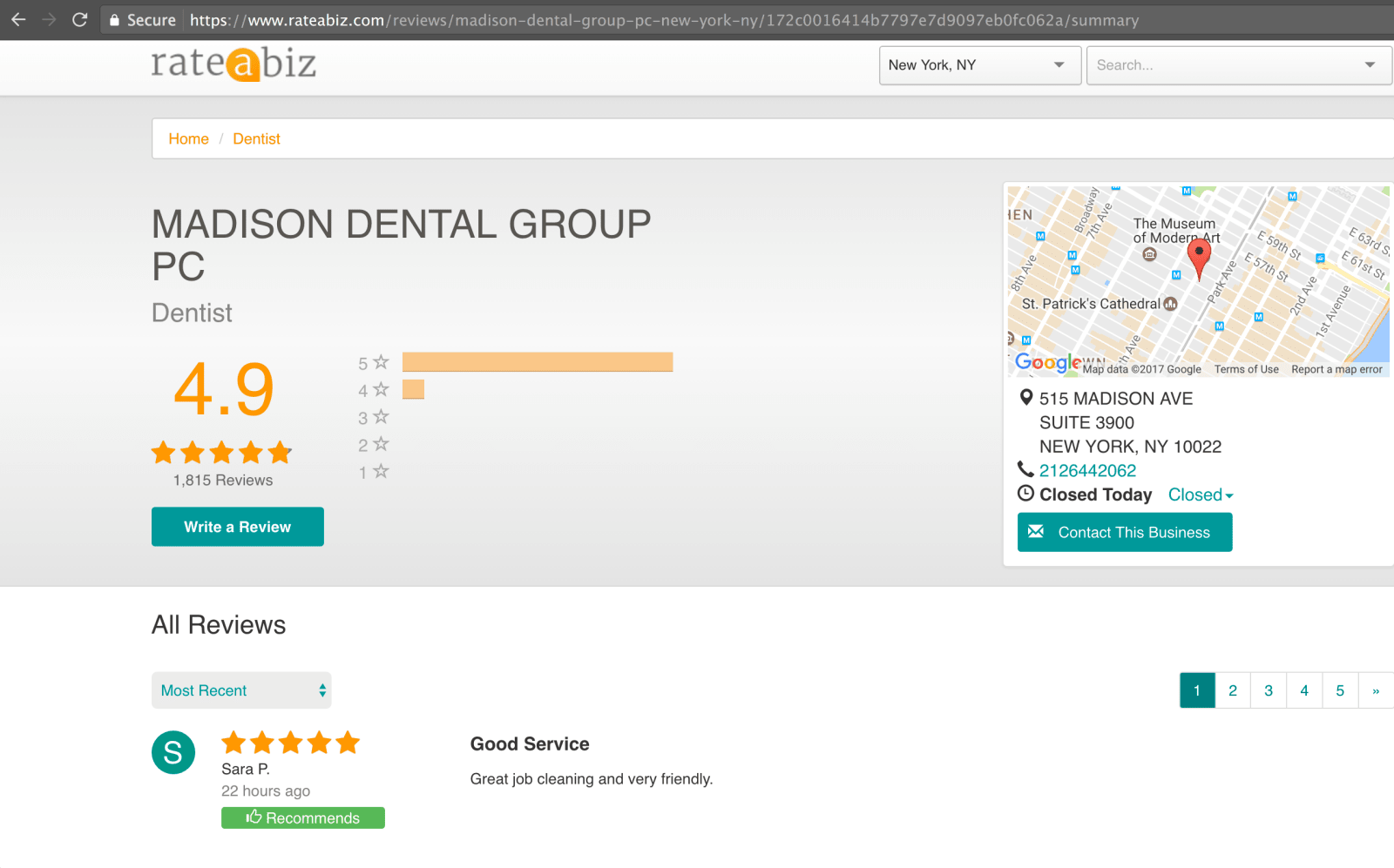 RateABiz Example Page