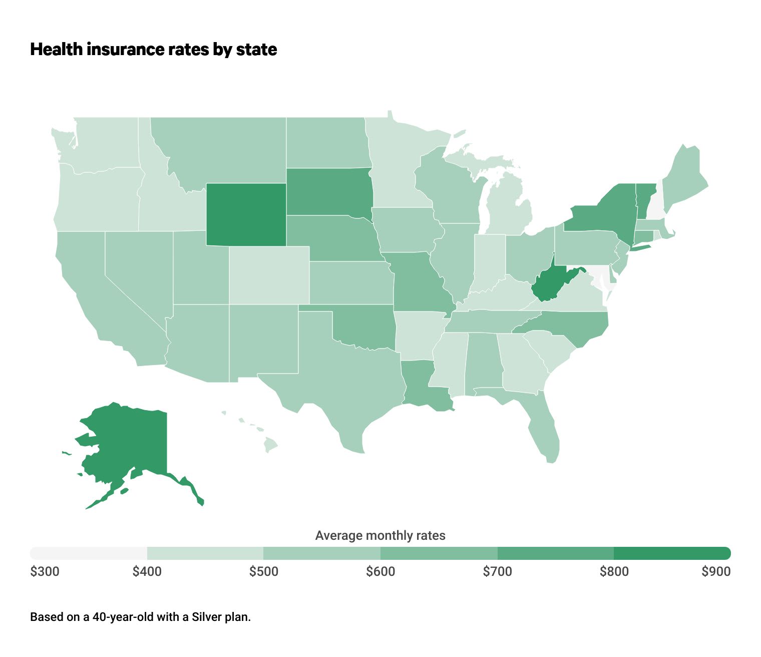 map of health insurance costs by state