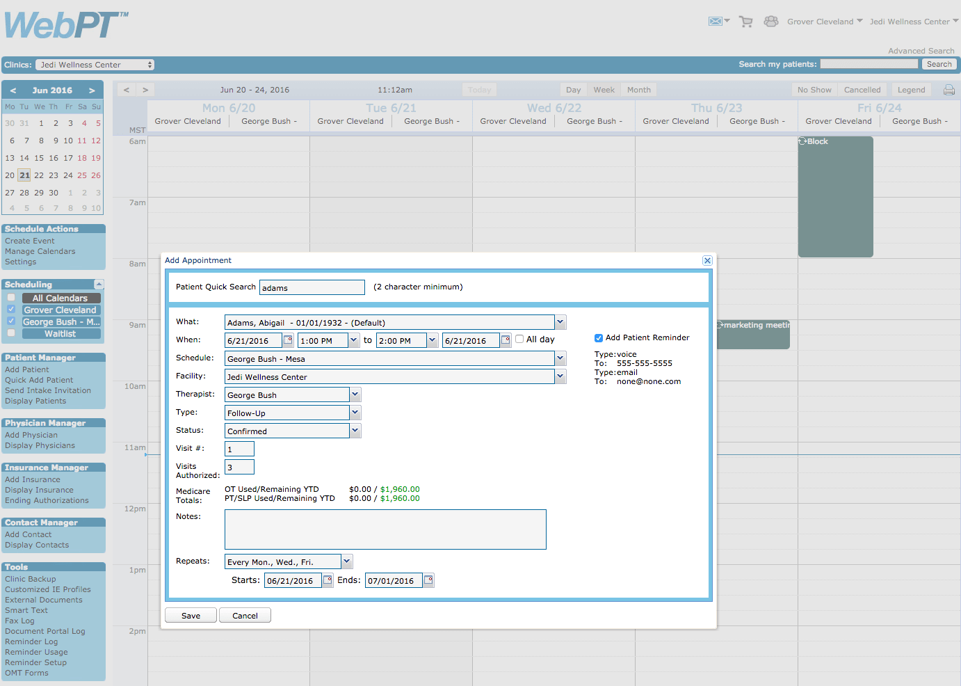 WebPT Scheduler