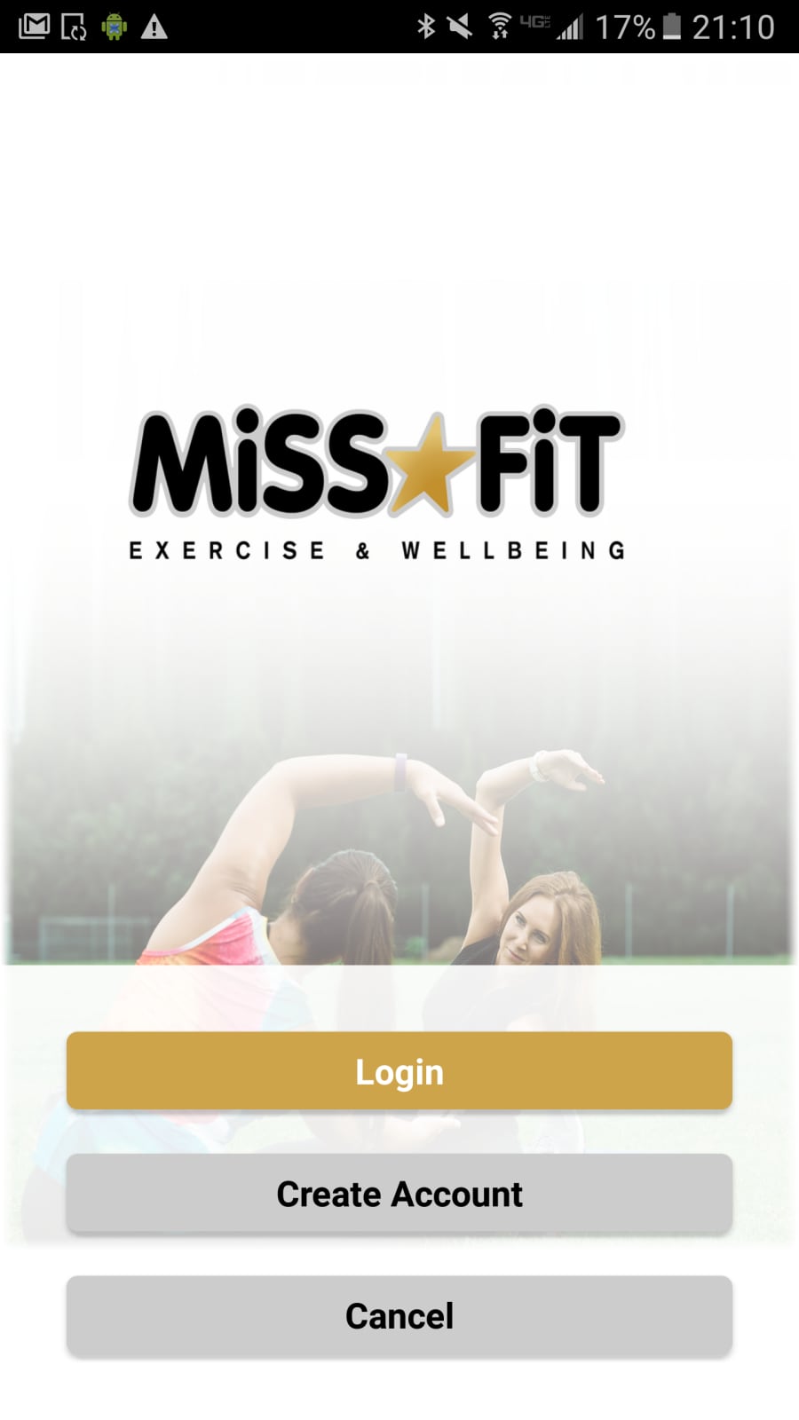 Miss Fit Exercise and Wellbeing App Homescreen