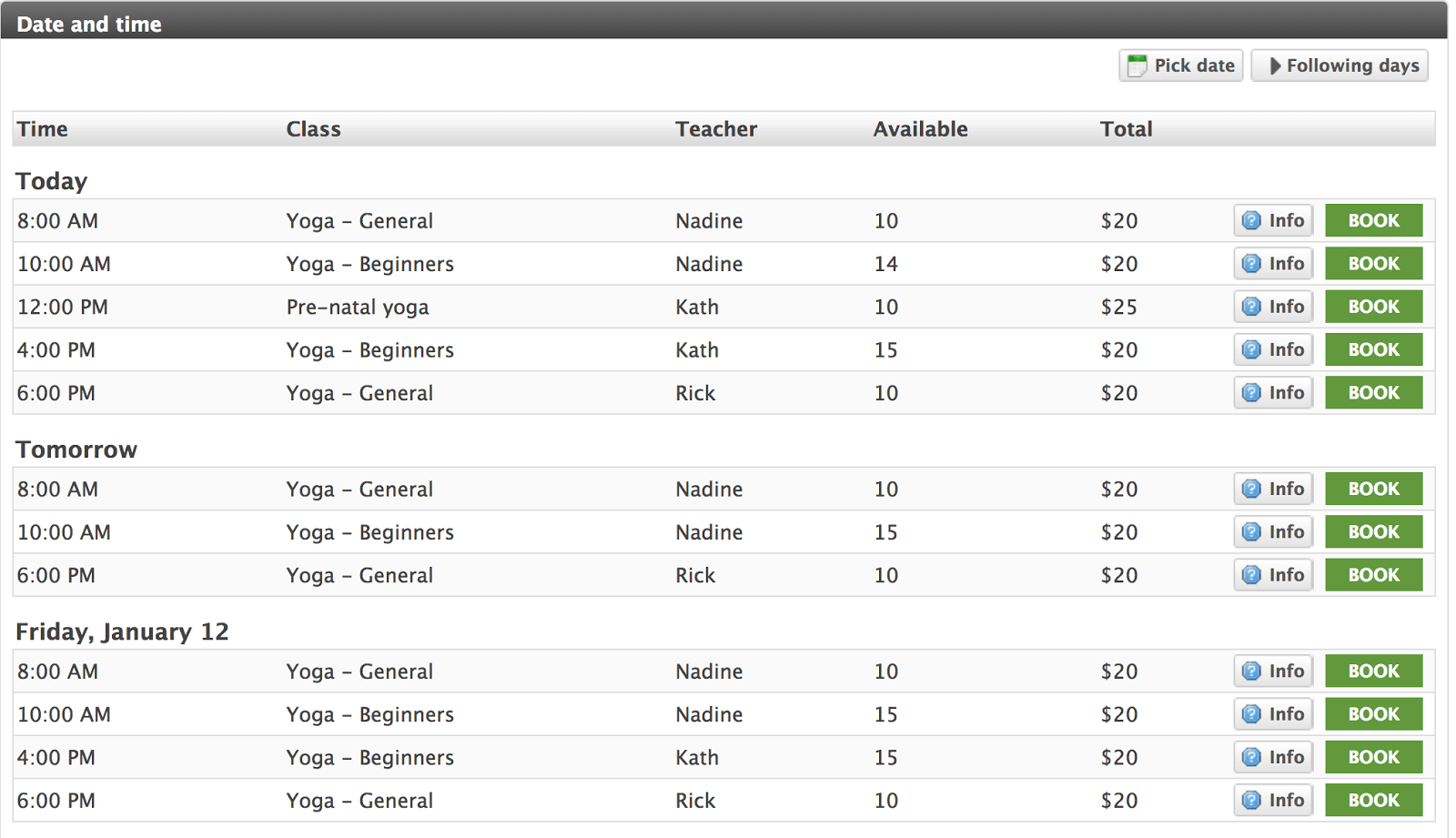 Bookeo review class schedule online