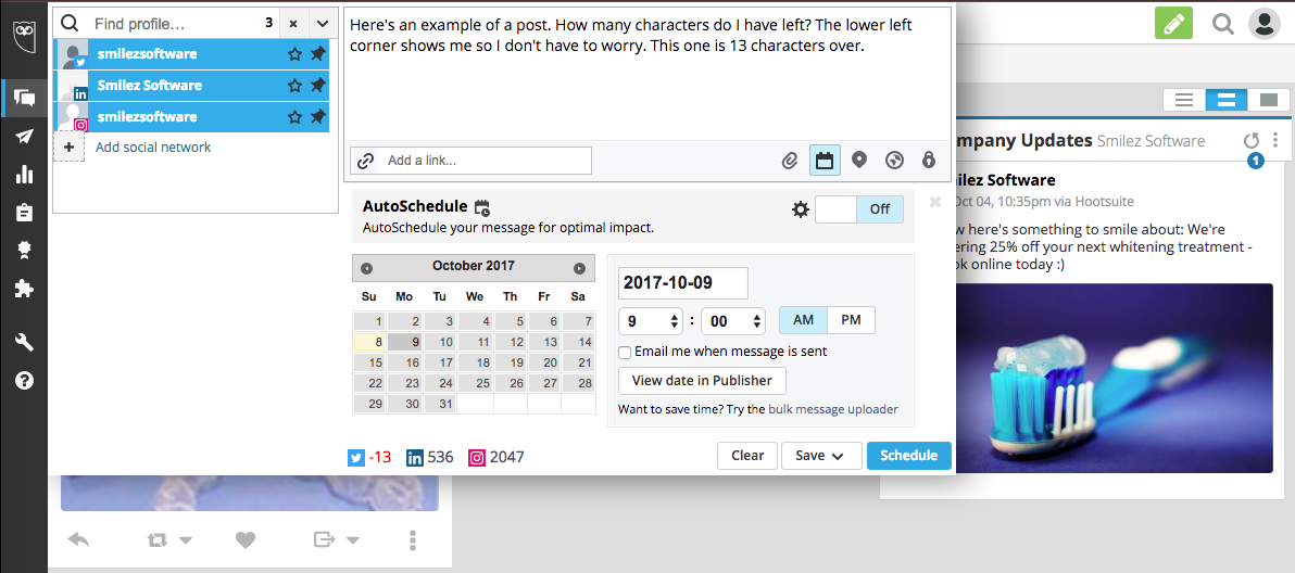 Hootsuite scheduler