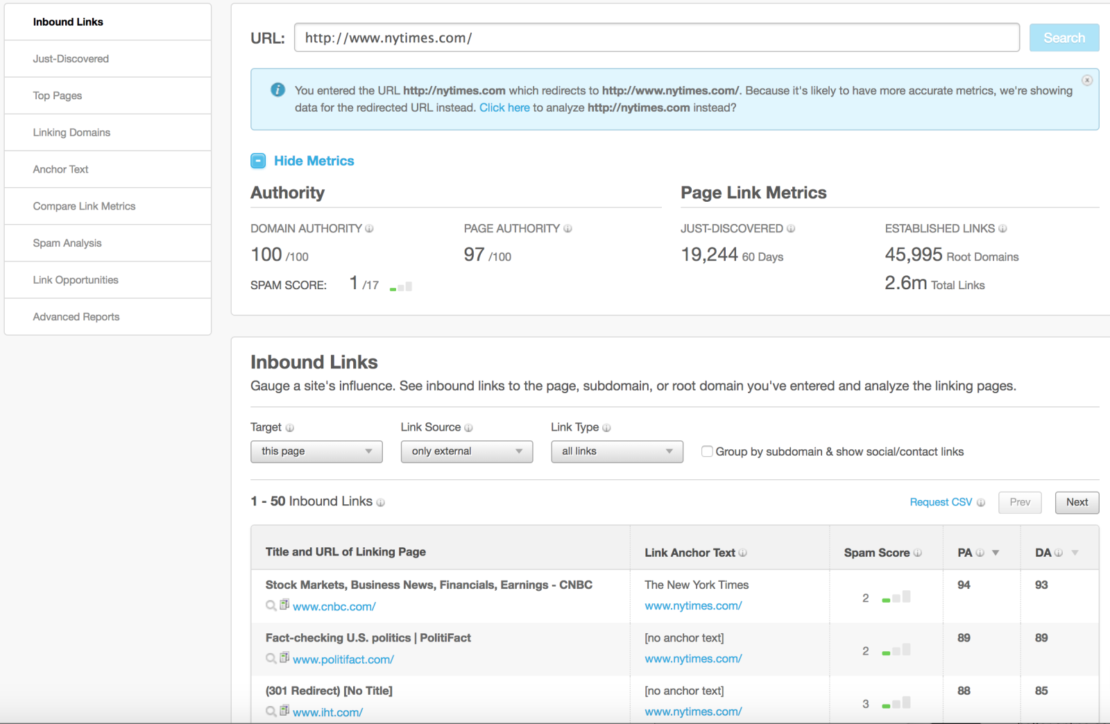 Moz Open Site Explorer