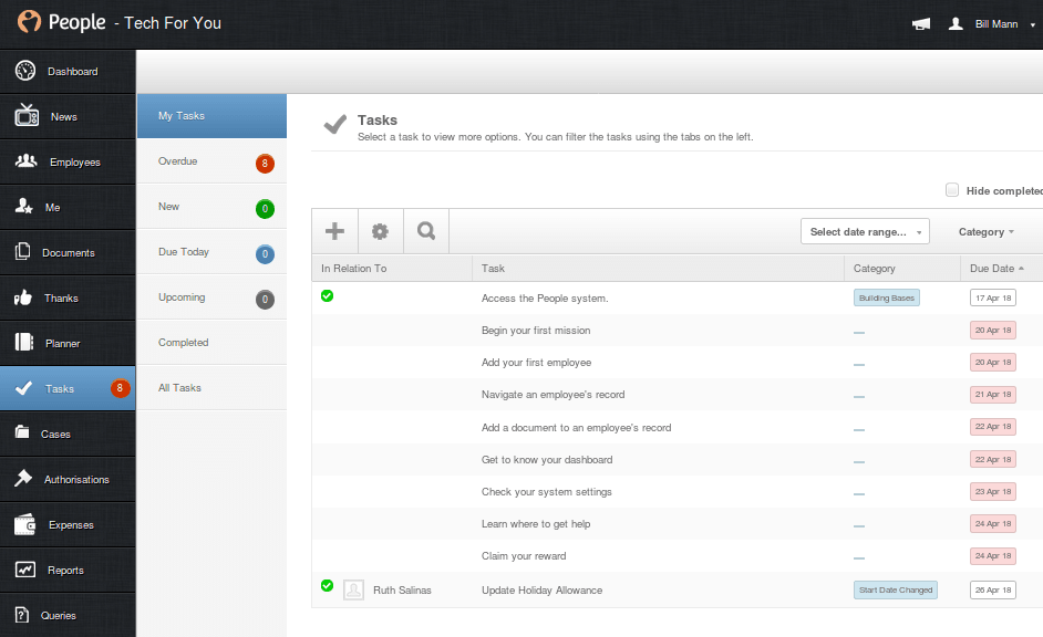 PeopleHR Review Overdue Tasks