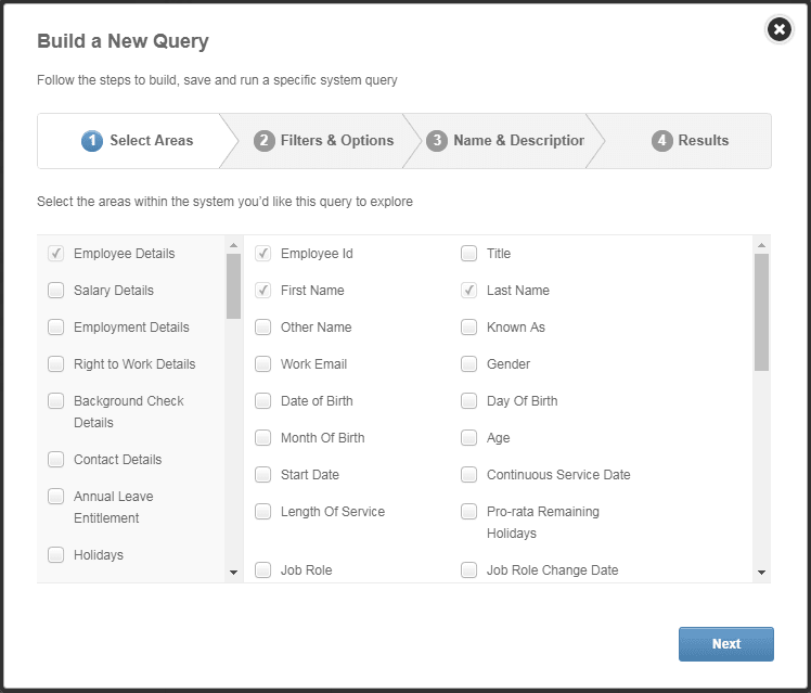 PeopleHR Review Query Builder